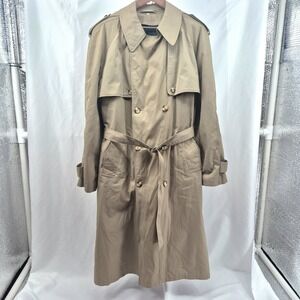 Gant Double Breasted  Trench Coat Men's Khaki Size 42 Preppy Academia Business